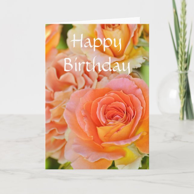 Belle carte d'anniversaire rose orange (Devant)