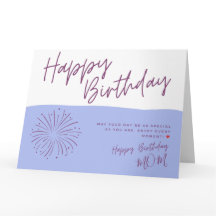 Belle carte d'anniversaire violet et bleu joyeux p