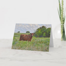 Belle carte d'art Red Angus Cow Farm