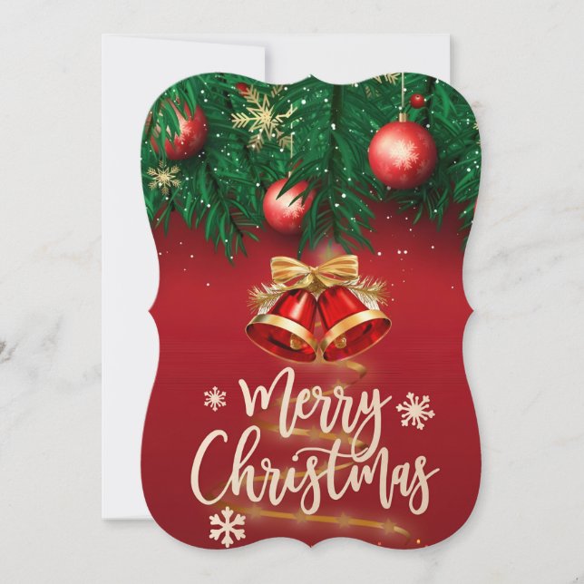 Belle carte d'attente de Noël Joyeux Rouge Or (Devant)