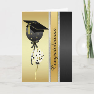 Belle carte de graduation Gold et Black Balloons
