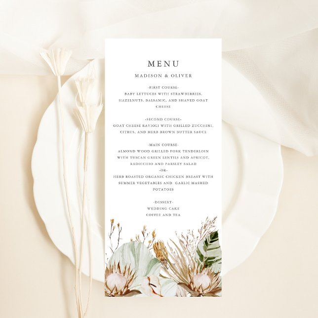 Belle carte de menu Boho Botanical Mariage (Créateur téléchargé)