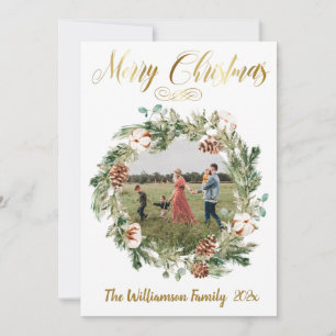 Belle carte de Noël Floral Photo Wreath