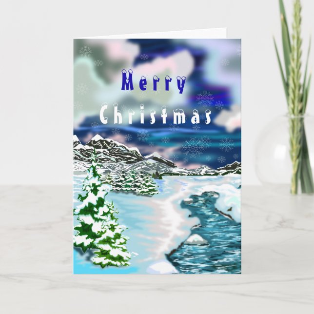 Belle carte de Noël Paysage hivernal (Devant)
