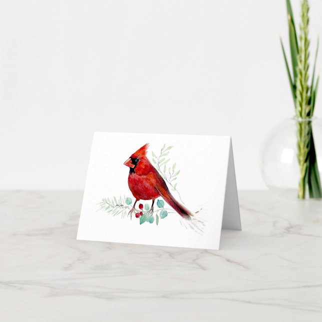 Belle carte de note cardinale rouge aquarelle (Beautiful Red Cardinal Watercolor Blank Note Card from Jenn Steffen Art
)