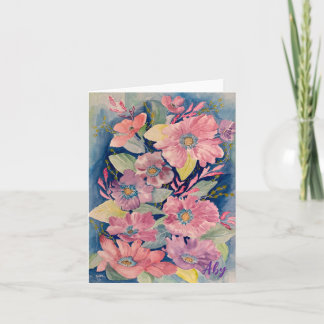 Belle carte de note/félicitations avec bouquet flo