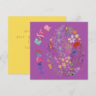 Belle carte de Pâques florale aux oeufs colorés