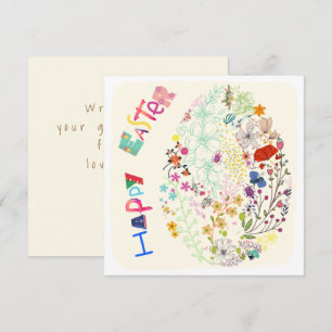 Belle carte de Pâques florale aux oeufs colorés