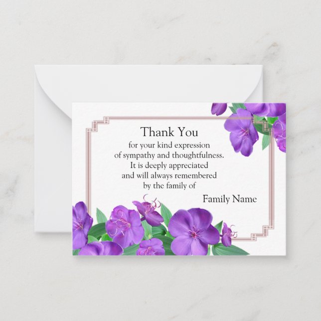 Belle Carte de remerciements à fleurs violettes (Devant)