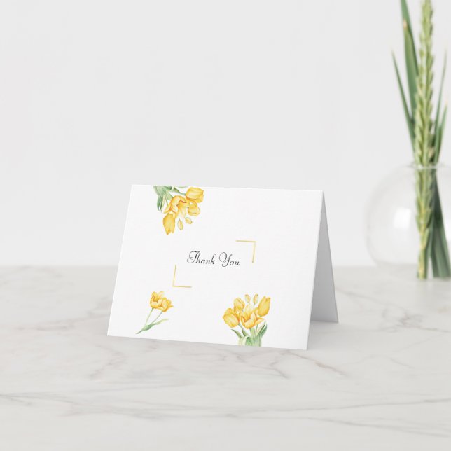 Belle Carte de remerciements de tulipes jaunes flo (Devant)