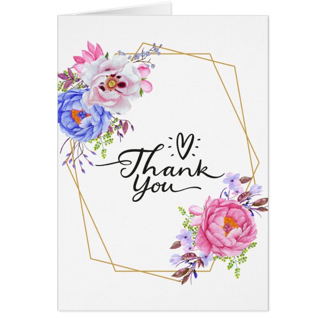 Belle Carte de remerciements géométrique florale (Devant)
