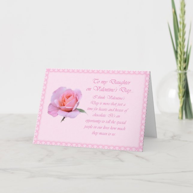 Belle carte de rose de rose de Valentine de fille (Devant)