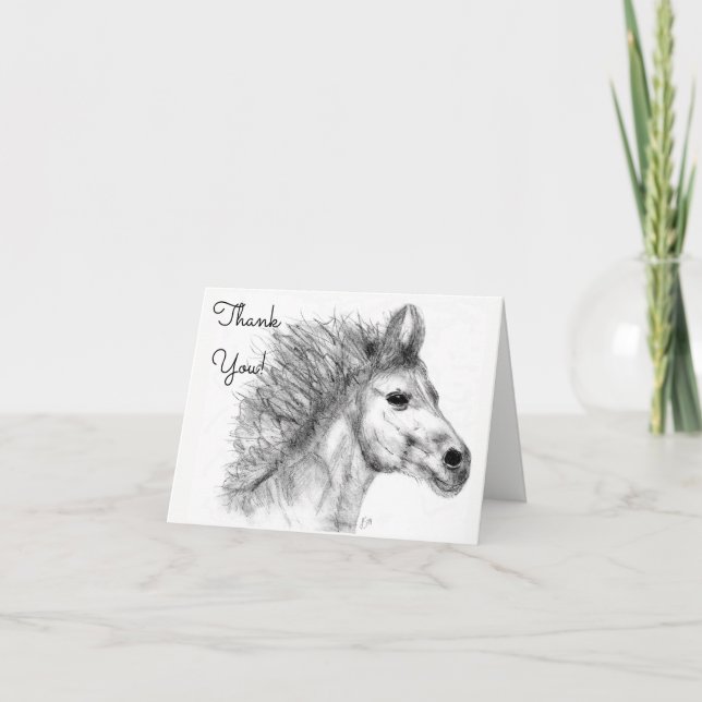Belle carte de voeux au crayon de cheval (Devant)