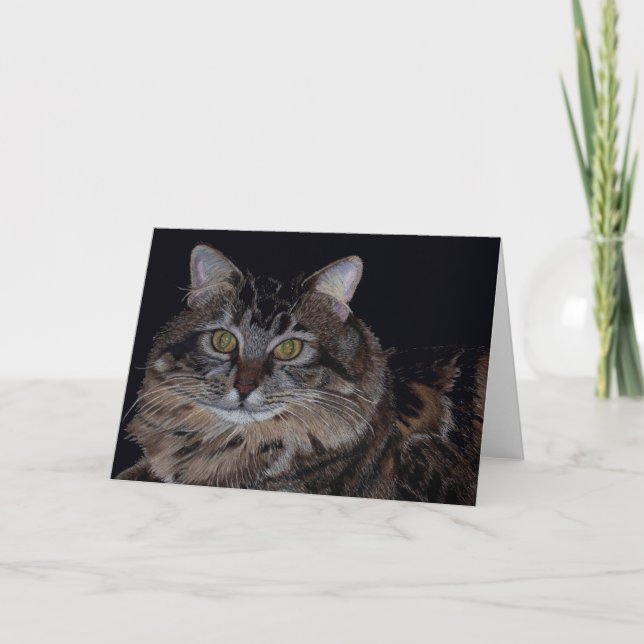 Belle carte de voeux de chat de Maine Coon (Devant)