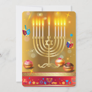 Belle carte de vœux de fêtes juives de Hanukkah