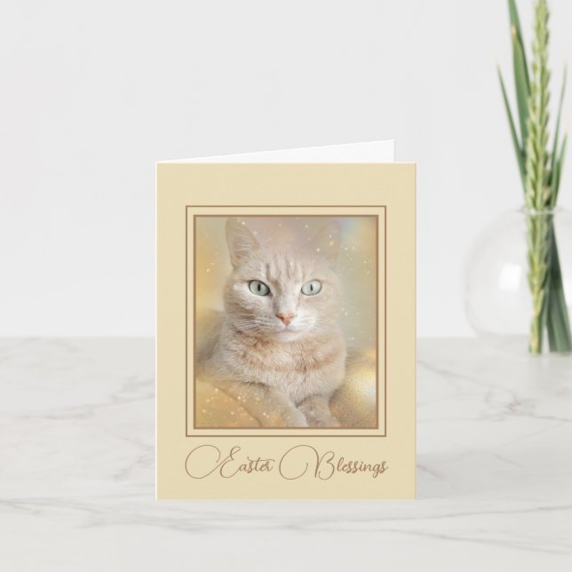 Belle carte de voeux de Pâques Happy Chat (Devant)