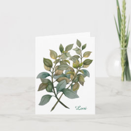 Belle carte de voeux pliée Botanique/Basil