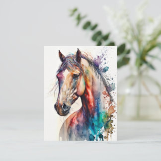 Belle Carte de voeux pour Cheval d'Aquarelle
