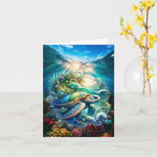 Belle Carte de voeux Watercolor Sea Turtle