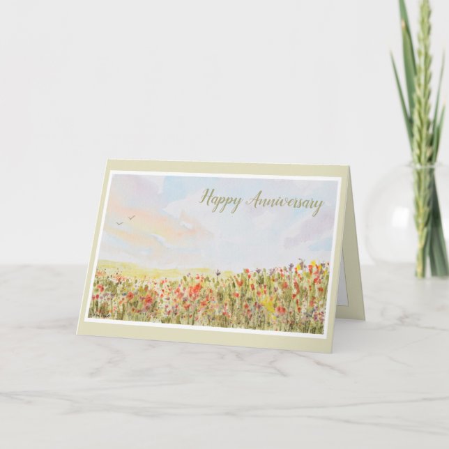 Belle carte Floral Joyeux Anniversaire (Devant)