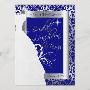 Belle carte nuptiale en Argent et Royal Blue