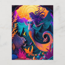 Belle Carte postale de la nymphe de la mer de sirè