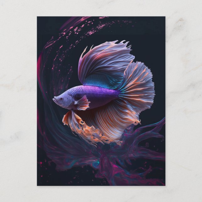 Belle carte postale de poisson Abstrait violet (Devant)