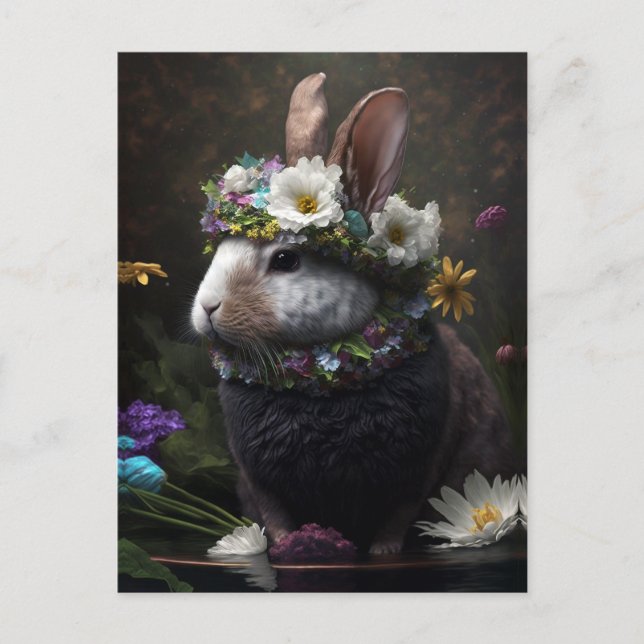 Belle carte postale Rabbit Floral (Devant)