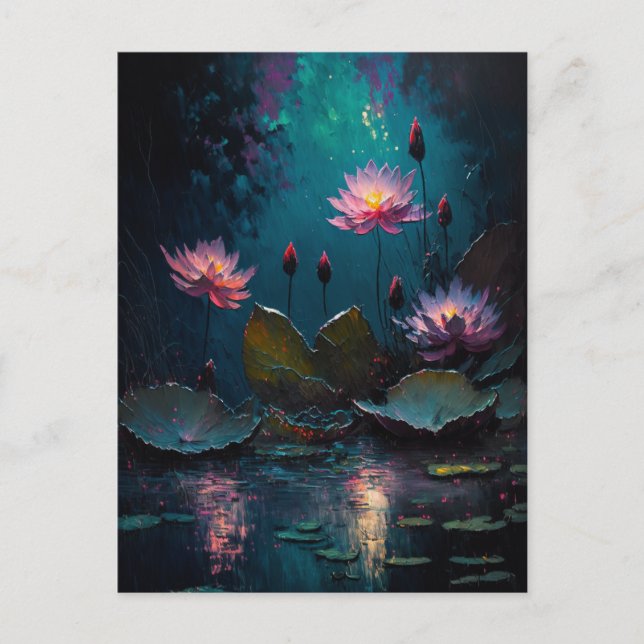 Belle carte postale Rose Pond Fleurs (Devant)