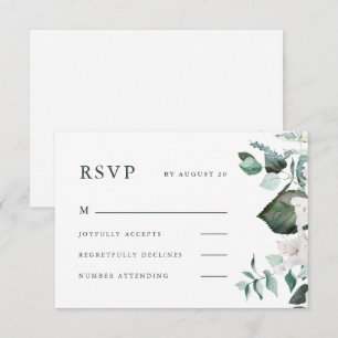 Belle carte RSVP de mariage floral blanc