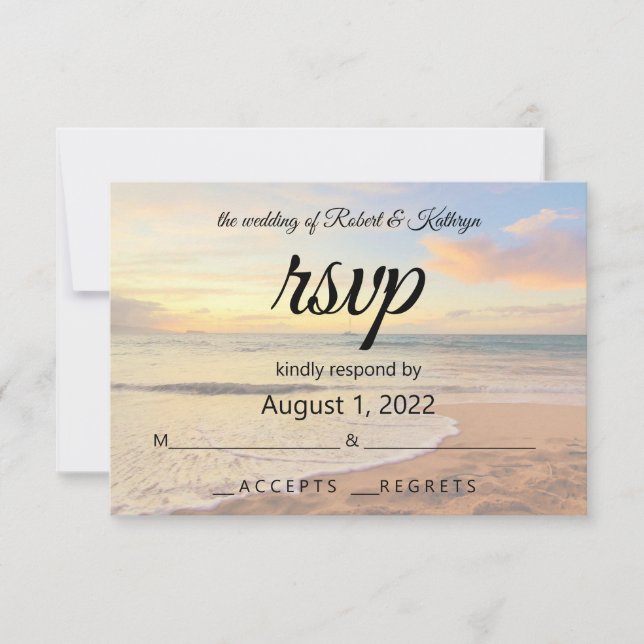 Belle carte RSVP de mariage Hawaiian Beach (Devant)