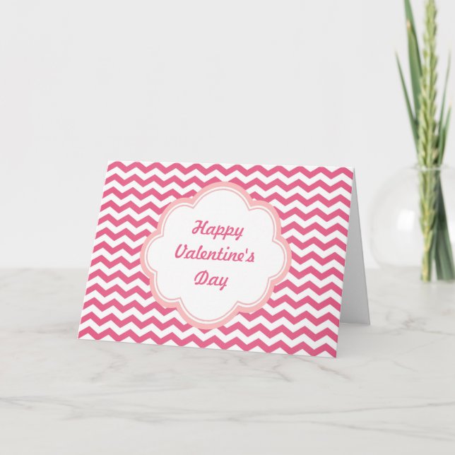 Belle carte Saint Valentin en chevron rose (Devant)