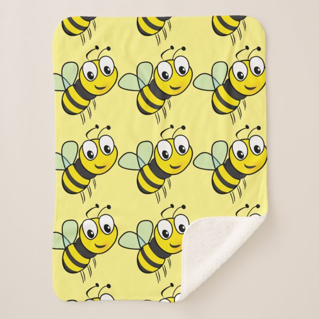 Belle Cartoon Bees Petite couverture Sherpa (Devant)