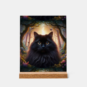 Belle chatte noire et fluide aux yeux dorés