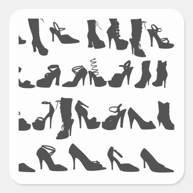 Belle Chaussures de mode Silhouettes Sticker Carré (Devant)