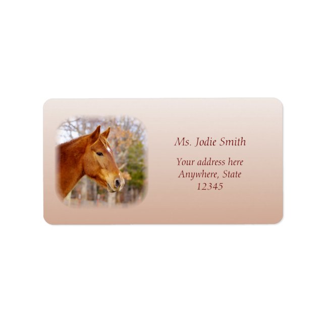 Belle Chestnut Horse Adresse de retour Étiquettes (Devant)