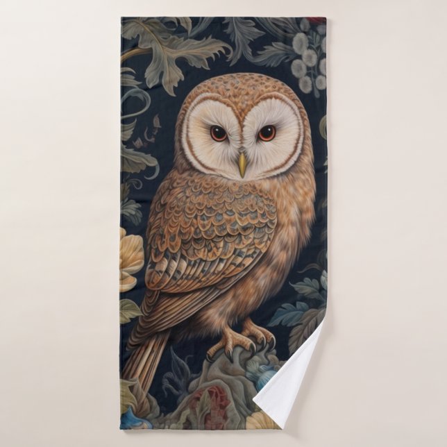 Belle chouette dans le jardin style Art nouveau (Serviette de bain)