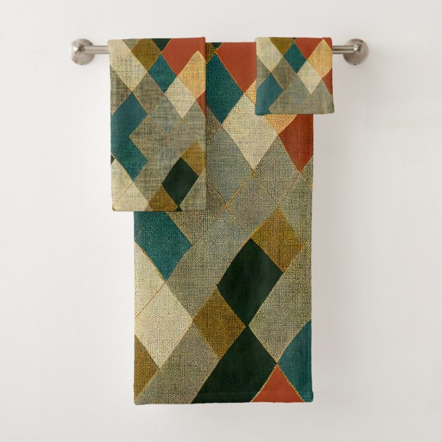 Belle Couleur Moderne Motif Serviettes De Bain Jou (En situation)