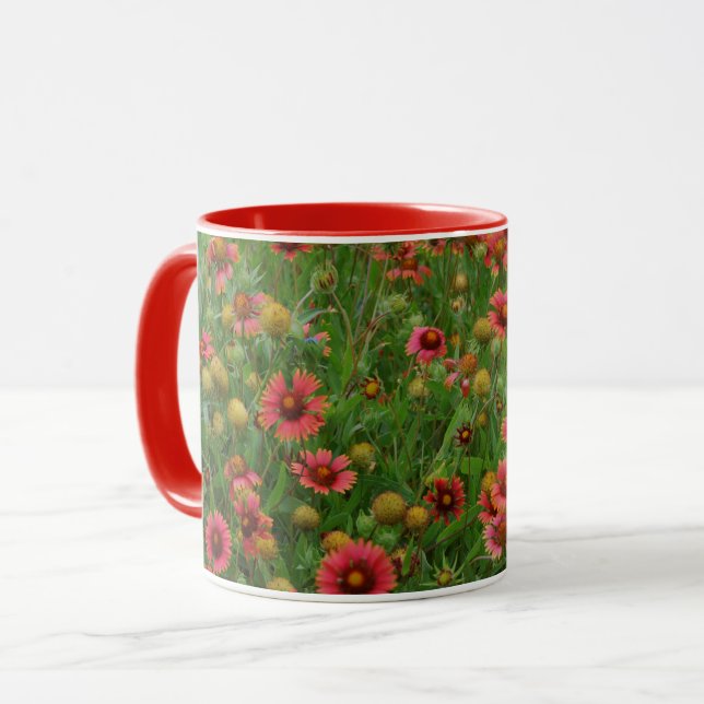 Belle Coupe de Mug Floral Fleur sauvage rouge (Devant gauche)