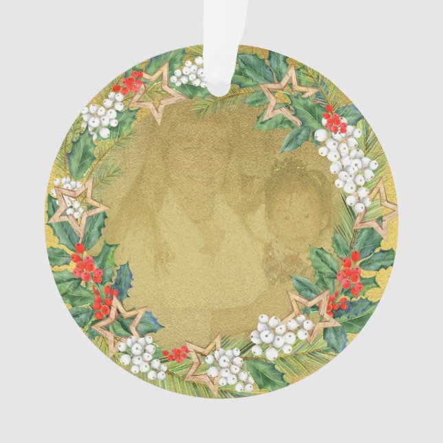 Belle couronne de vacances sur Gold Foil Photo (devant)