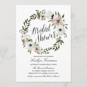 Belle couronne Florale - Invitation à la douche nu