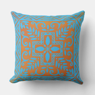 Belle Coussin en Carrelage Bleu