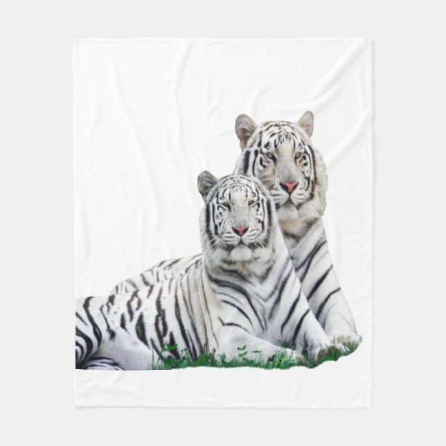 Belle couverture en polaire tigre blanc (Devant)
