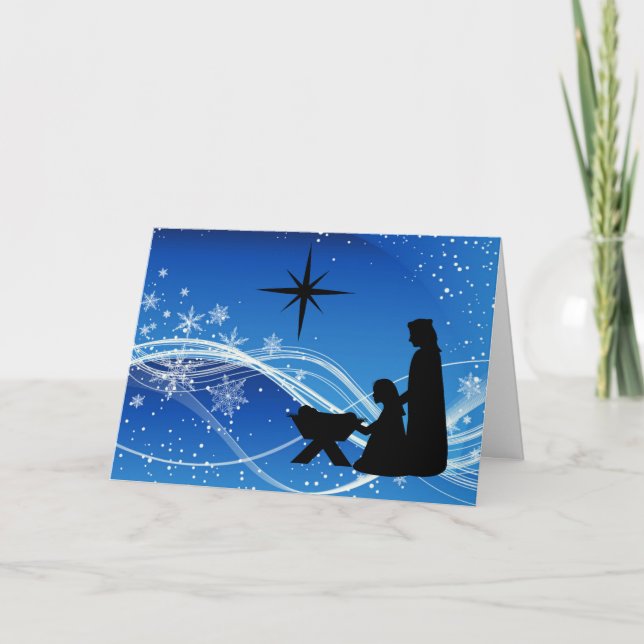 Belle crèche Scène de Noël Customisée Carte de Noë (Devant)