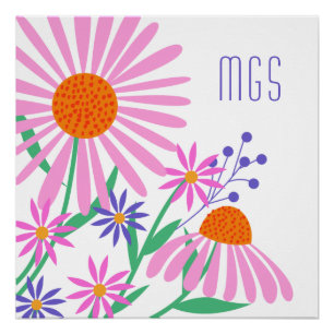 Belle Daisies personnalisé monogramme poster