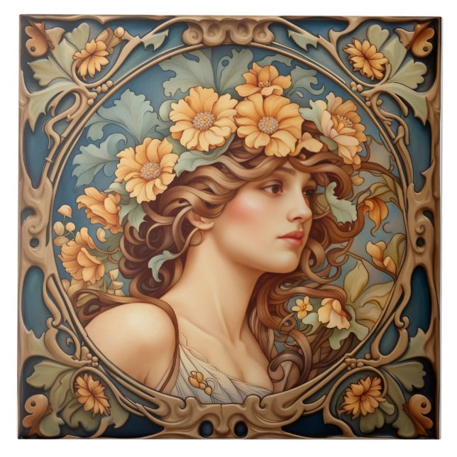 belle dame d'art portugais céramique carreaux (Devant)