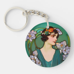Belle dame des années 1920 dans style Art Nouveau 
