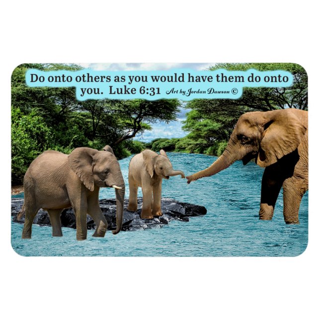 Belle Écriture éléphante Magnet Luke 6:31 (Horizontal)