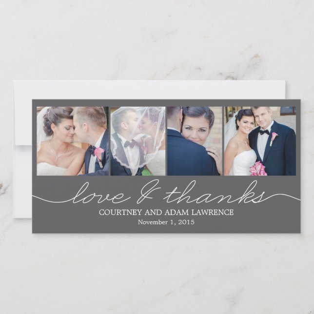 Belle écriture Mariage Merci Cartes - Gris (Devant)