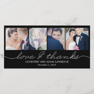 Belle écriture Mariage Merci Cartes - Noir